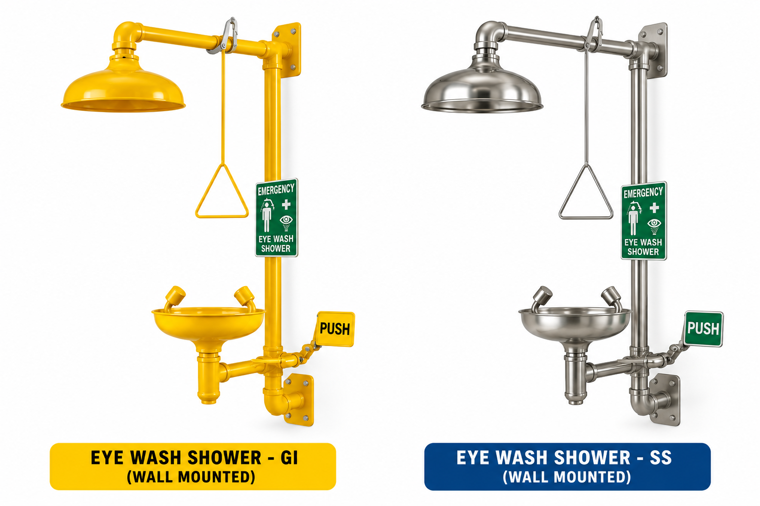 Eyewash Shower Wall Mounted ( GI, SS)